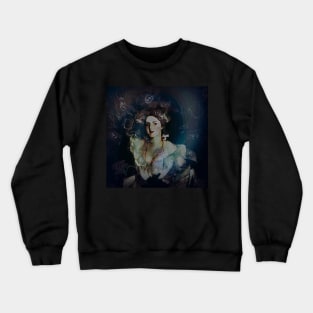 Aesthetics, darkness, gothic, romantic, moon, dark academia, love, romantic, statue, vintage, retro, artistic, artsy, classy, butterfly, flowers, floral Crewneck Sweatshirt